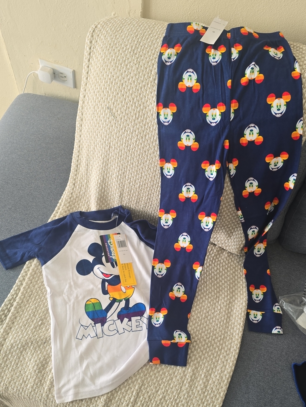 Disney Navy, White and Rainbow Mickey Pajama Set